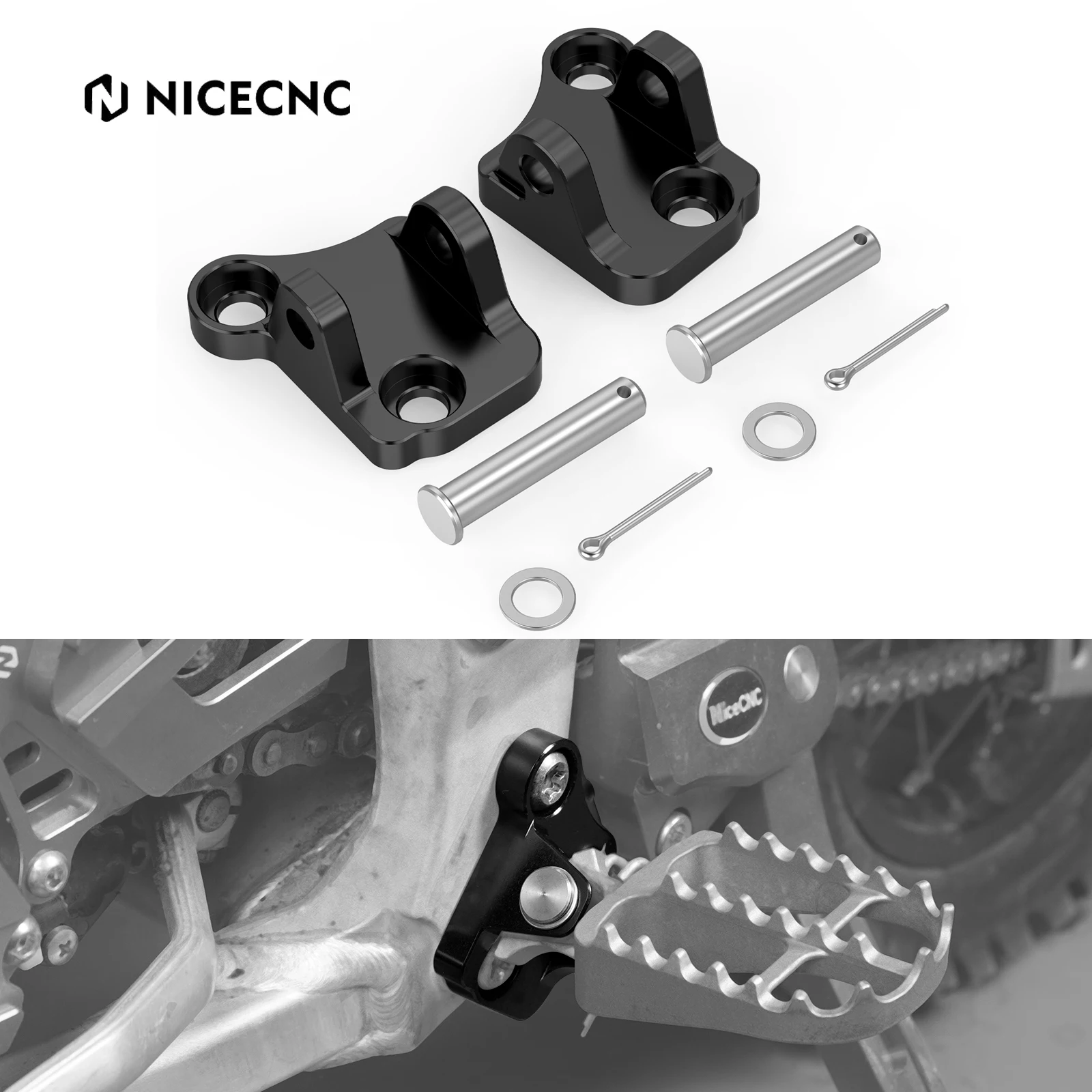 

NiceCNC For Yamaha YZ125 YZ250 2005-2023 YZ125X 2017-2023 YZ250X 2016-2023 2022 Foot Pegs Footrests Lowering Mount Bracket Kit