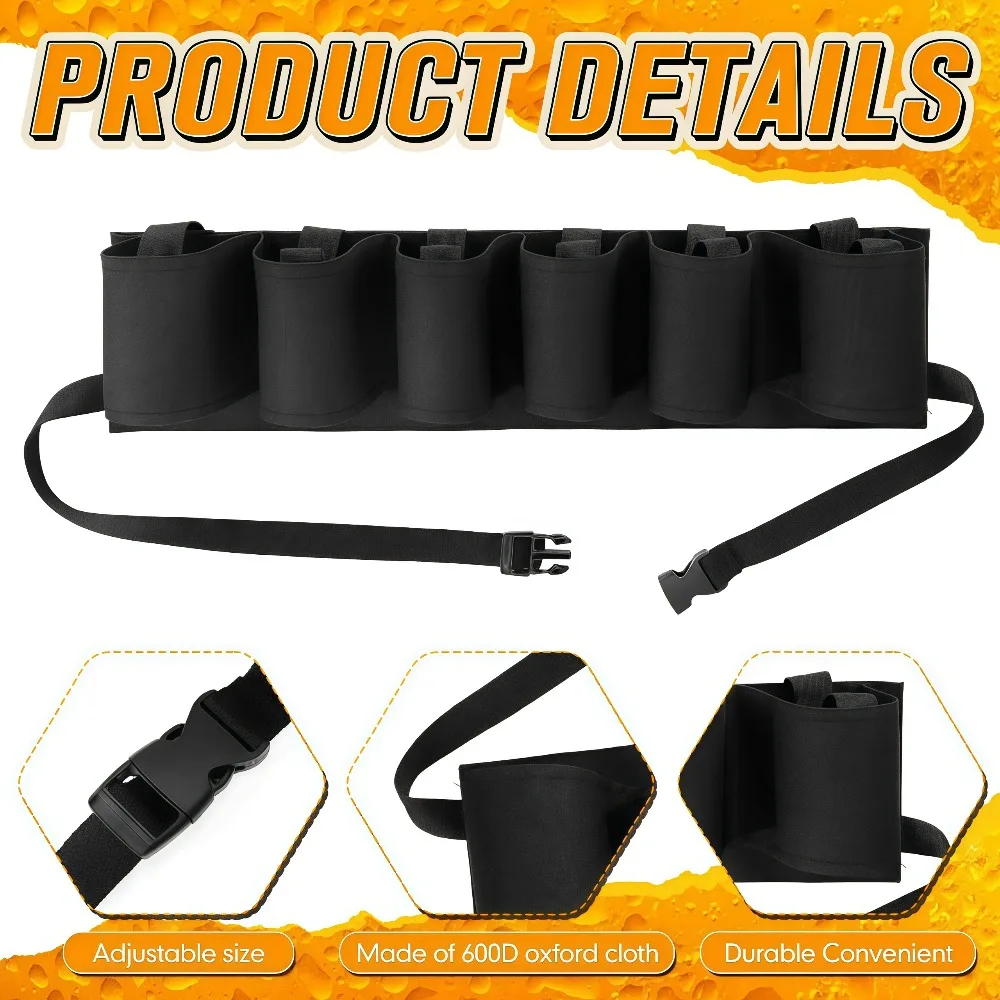 1-2Pcs Drink Waist Holder,6 Cans Beer Soda Belt Holster Adjustable Waist Pack Bag Christmas Party Picnic Camping Hiking Barbeque