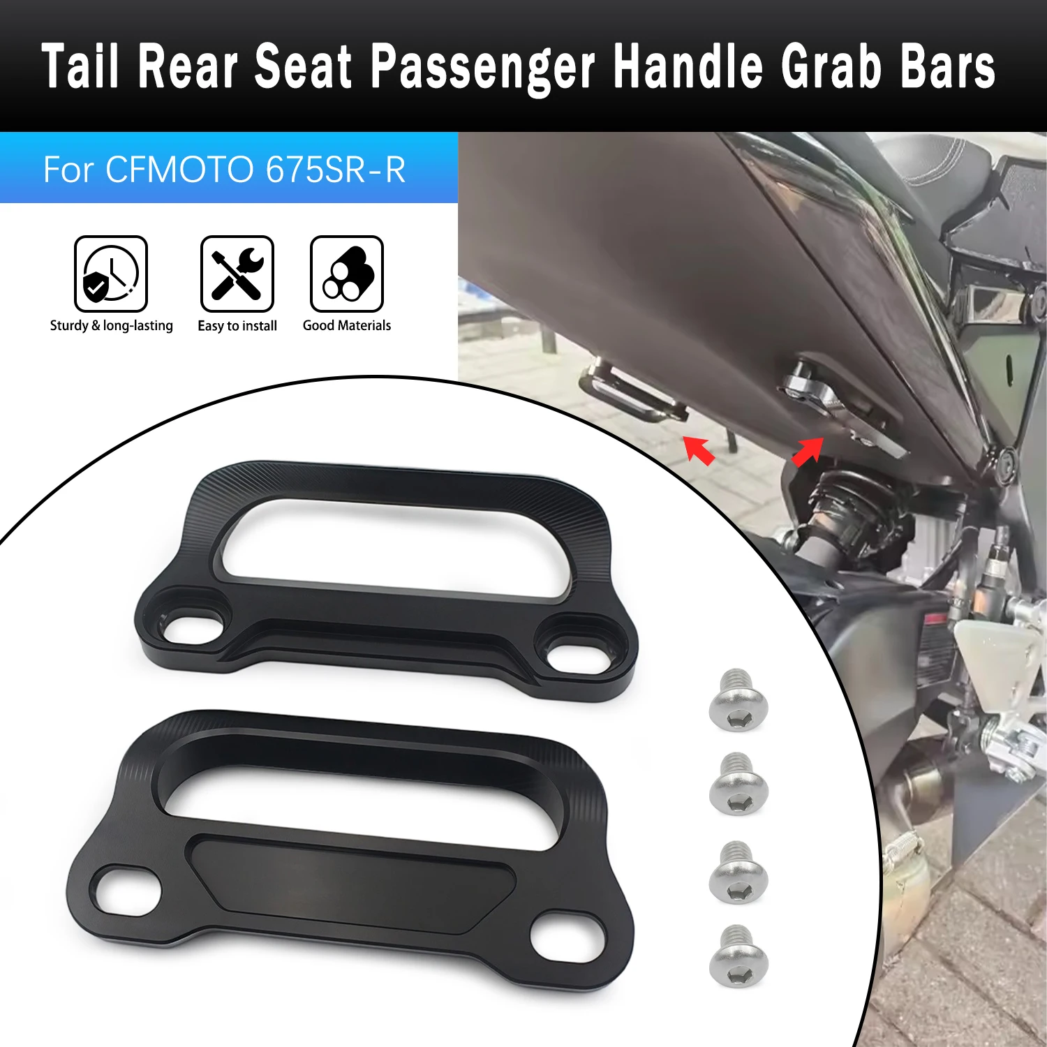 CNC Tail Rear Seat Passenger Handle Grab Bars For 675SR-R 675 SR-R 675SR R 675SRR Motorcycle Part
