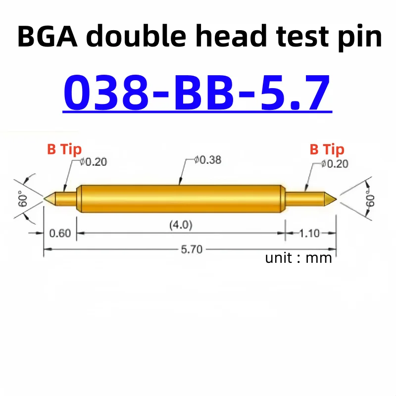 100pcs Double-ended เข็มทดสอบ Test Probe BGA Semiconductor Probe 038-BB-5.7L Telescopic ฤดูใบไม้ผลิ Test Pin 5.7 Pogo Pin