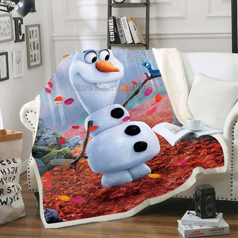 Frozen Cartoon Custom Blanket Modern Kawaii Furry Children Printed Reactive Printing And Throws Fluffy Winter Plush