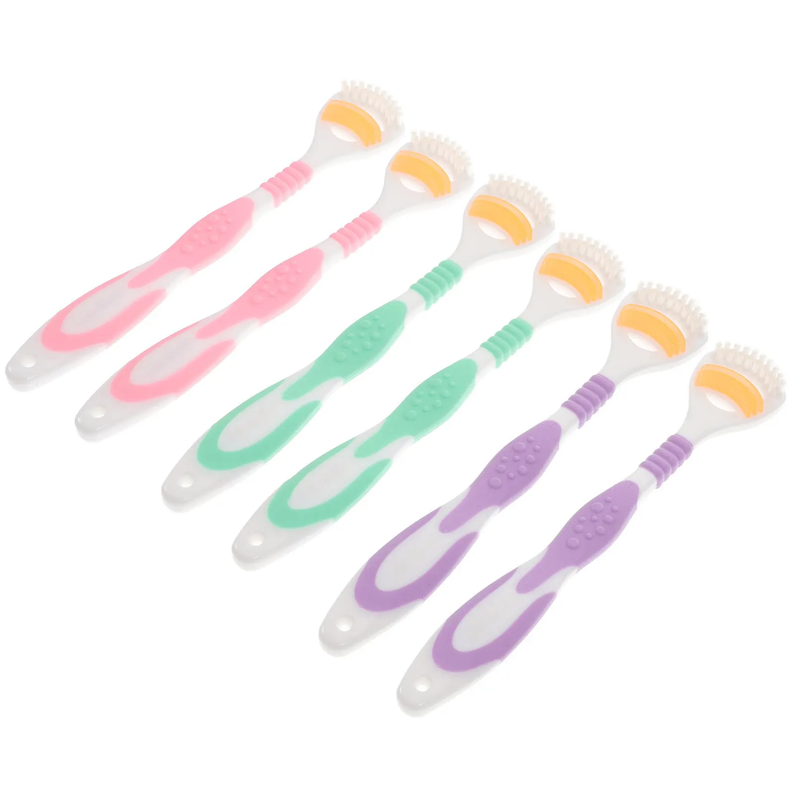 6Pcs Tongue Cleaner Scraper Food Grade Safe Non Slip Handle Double Sides Brush Scraper Oral Bacteria Remover Daily Use