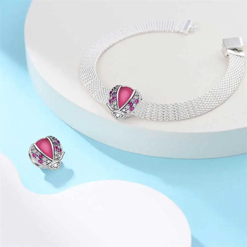 New In Silver Color Flat Bead Series-Pink Shell Beads Fit Pan Reflexions Bracelet DIY Charm Pendant Woman Jewelry Hot Sale