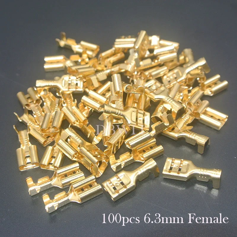 100Pcs/Lot 2.8/4.8/6.3mm Female and Male Crimp Terminal Brass Car Speaker Electric Wire Connectors And Insulating Sheath