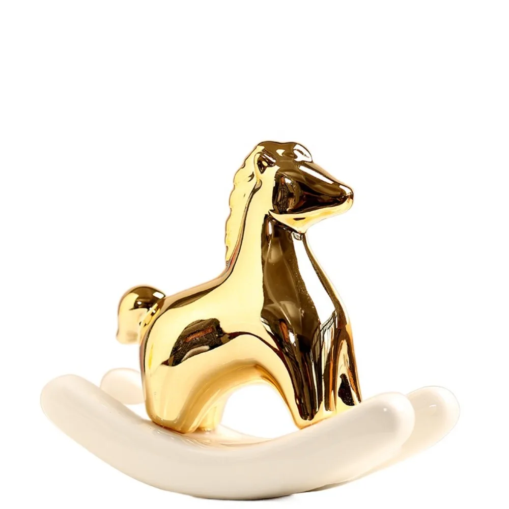 

Simple Ceramic Rocking Horse Ornament Exquisite Mini Horse Sculpture Crafts New Year Cute Horse Year Decoration Study