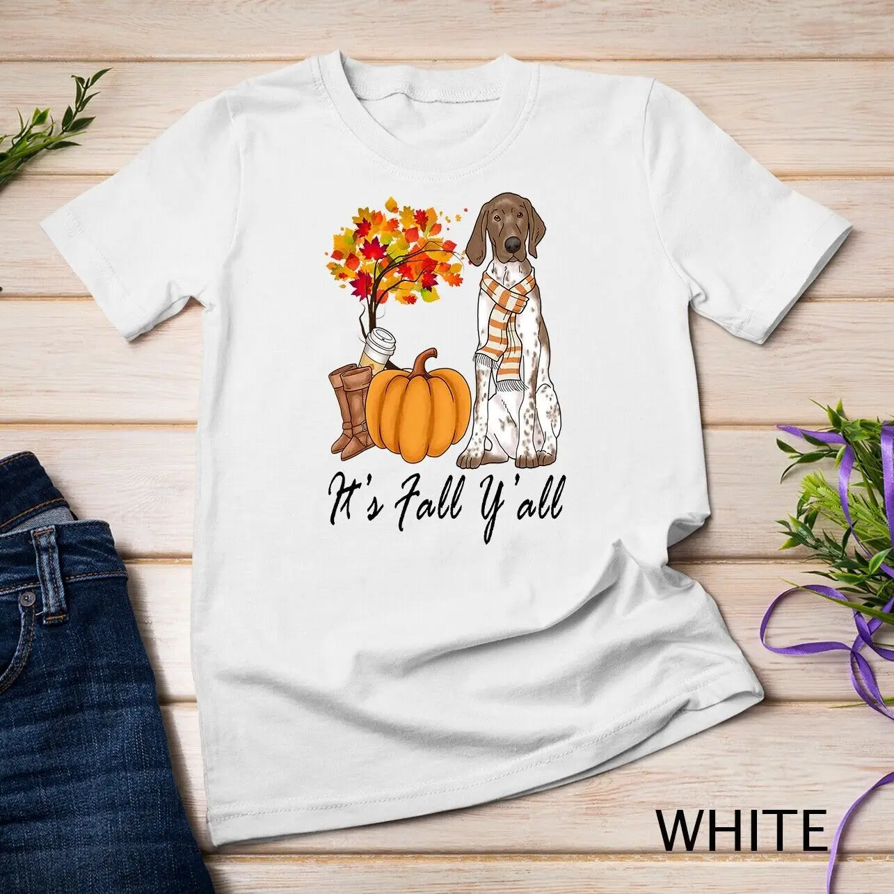 Its Fall Yall Shirt Fall Tee German Shorthaired Pointer Gift Unisex T-shirt