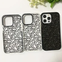 Clear Silicone Soft Case For Iphone 11 14 15 Pro Max Art Cat Line Painting Funda 12 13 Pro 7 8 Plus SE2 XR XS Shockproof Bumper
