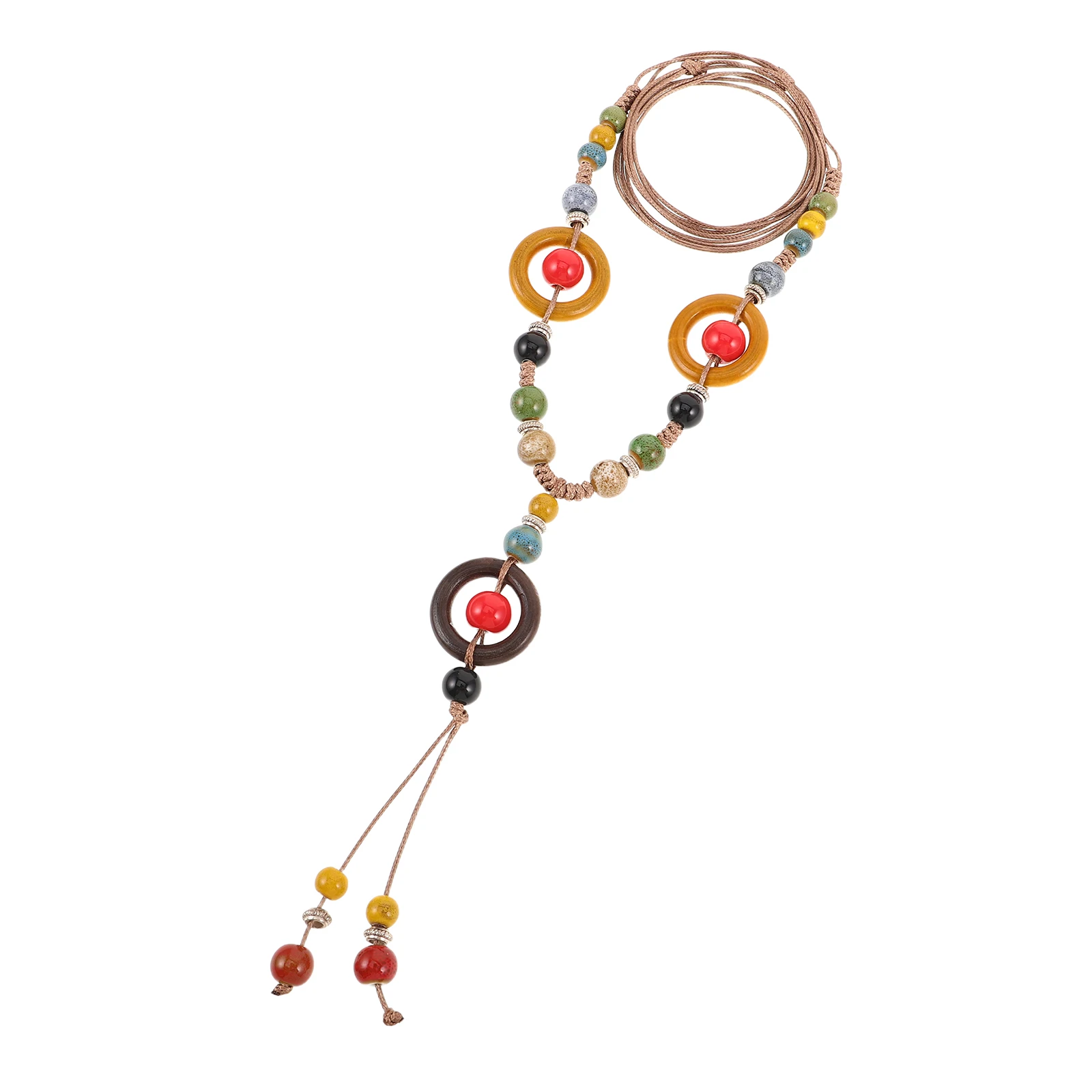 

Bohemian Retro Necklace Women Long Tassel Chain Sweater Jewelry Chinese Style Resin Boho Vintage
