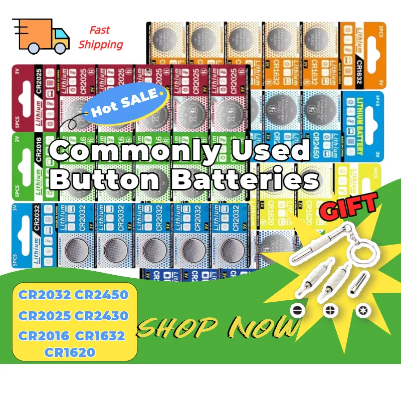 

5PCS CR2032 CR2025 CR1632 Lithium Coin Batteries 3V Button Cell for Watch Calculator Remote Key Fob Long Lasting Fast Shipping