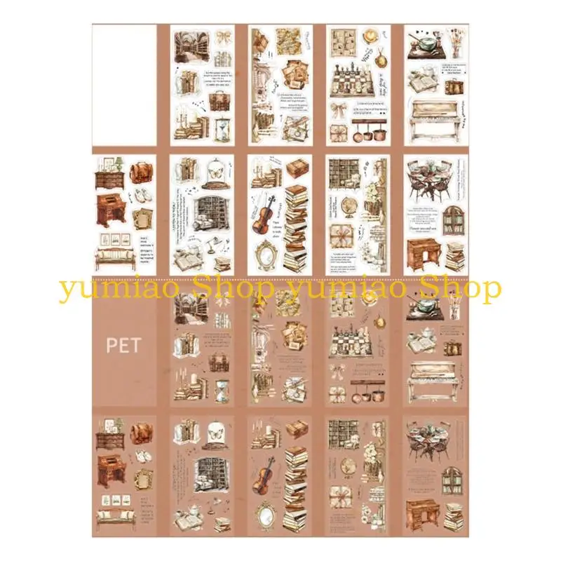 587B Scene Sticker Aesthetic Sticker Water Resistant PET Sticker for Scrapbooking Water Bottle Laptop Photo Album Phone Case