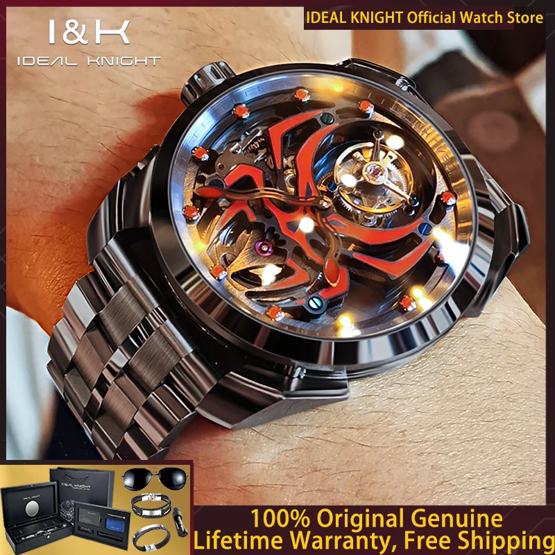 

IDEAL KNIGHT 6802 Men True Tourbillon Watch High Luxury Spider Hollow Dial Limited Edition Brand Men Automatic Mechanical Watch