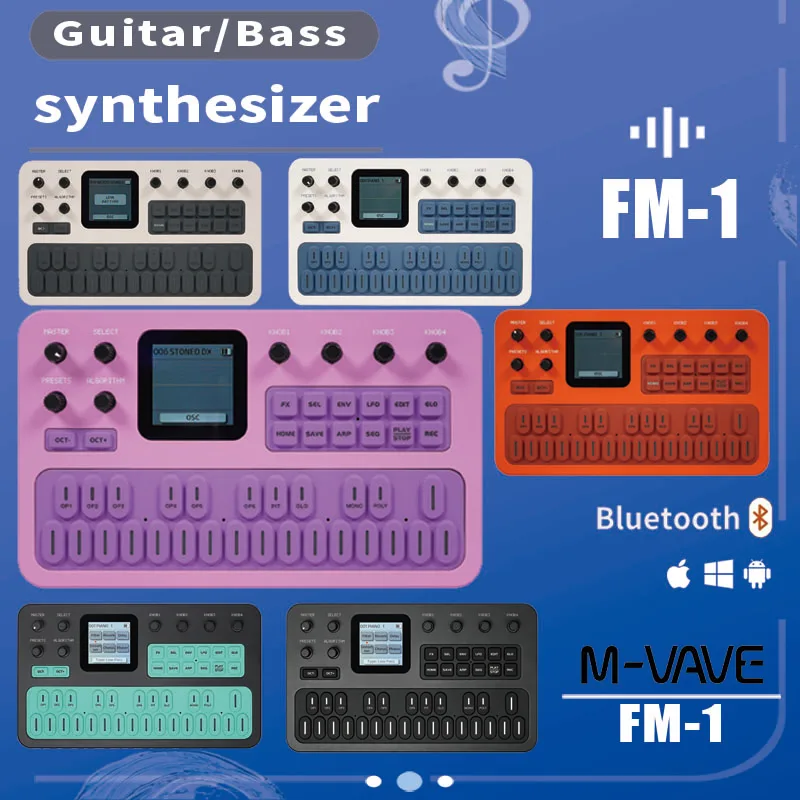 M-VAVE FM-1 Portable FM Synthesizer 6-Operator 32 Algorithms 128 Presets Bluetooth MIDI Built-in Speaker 12-Hour Battery