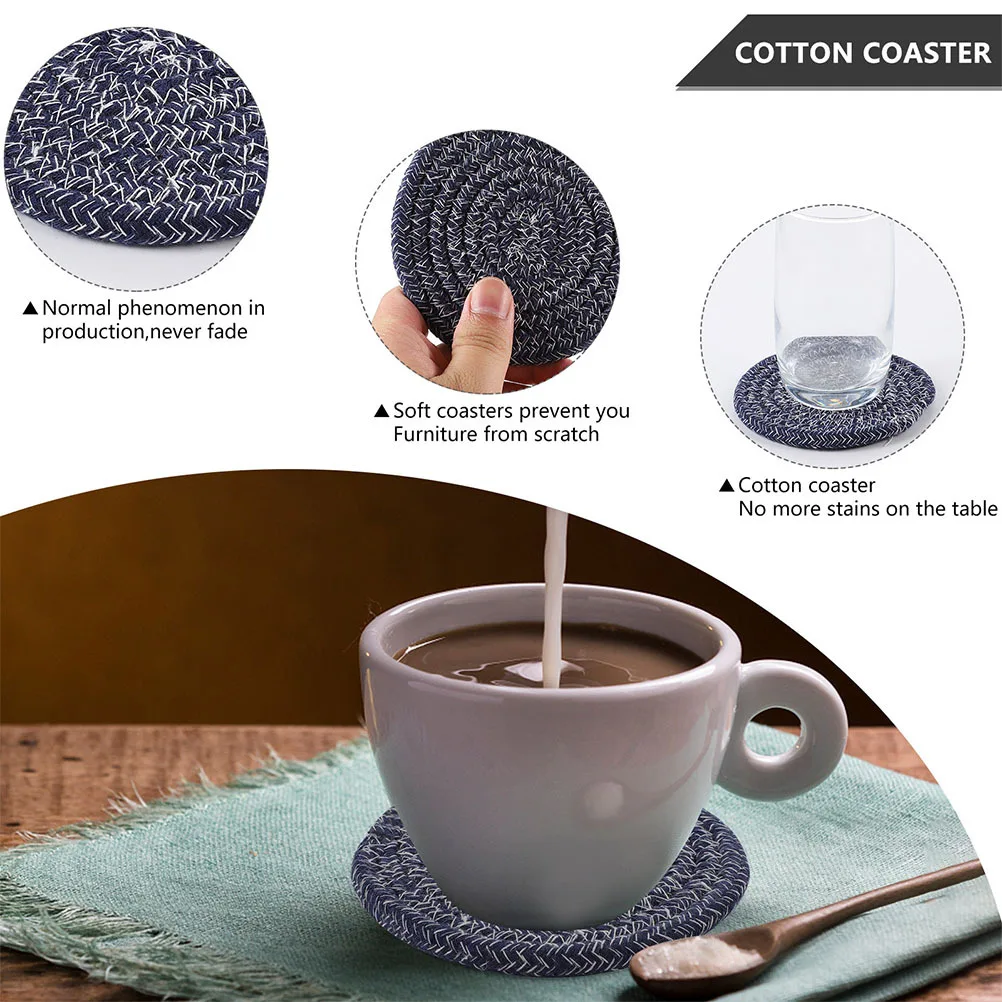 

6Pcs Woven Coasters Absorbent Fabric Coasters for Drinks Kitchen Dining Table Coffee Accessories Gift Drink Coaster