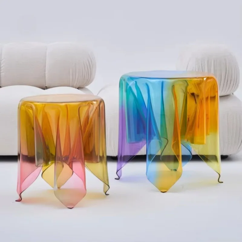

Customized Small Apartment Stylish Nordic Rainbow Colorful Acrylic Small Side Tables for Sofa