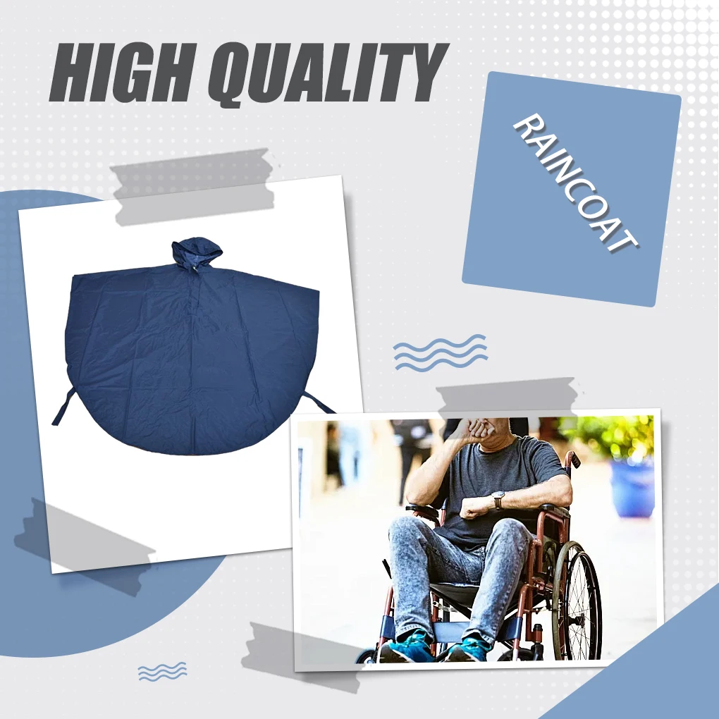 Transparent Forehead Pad Waterproof Rain Poncho For Wheelchair Users Waterproof Fabric Raincoat Blue