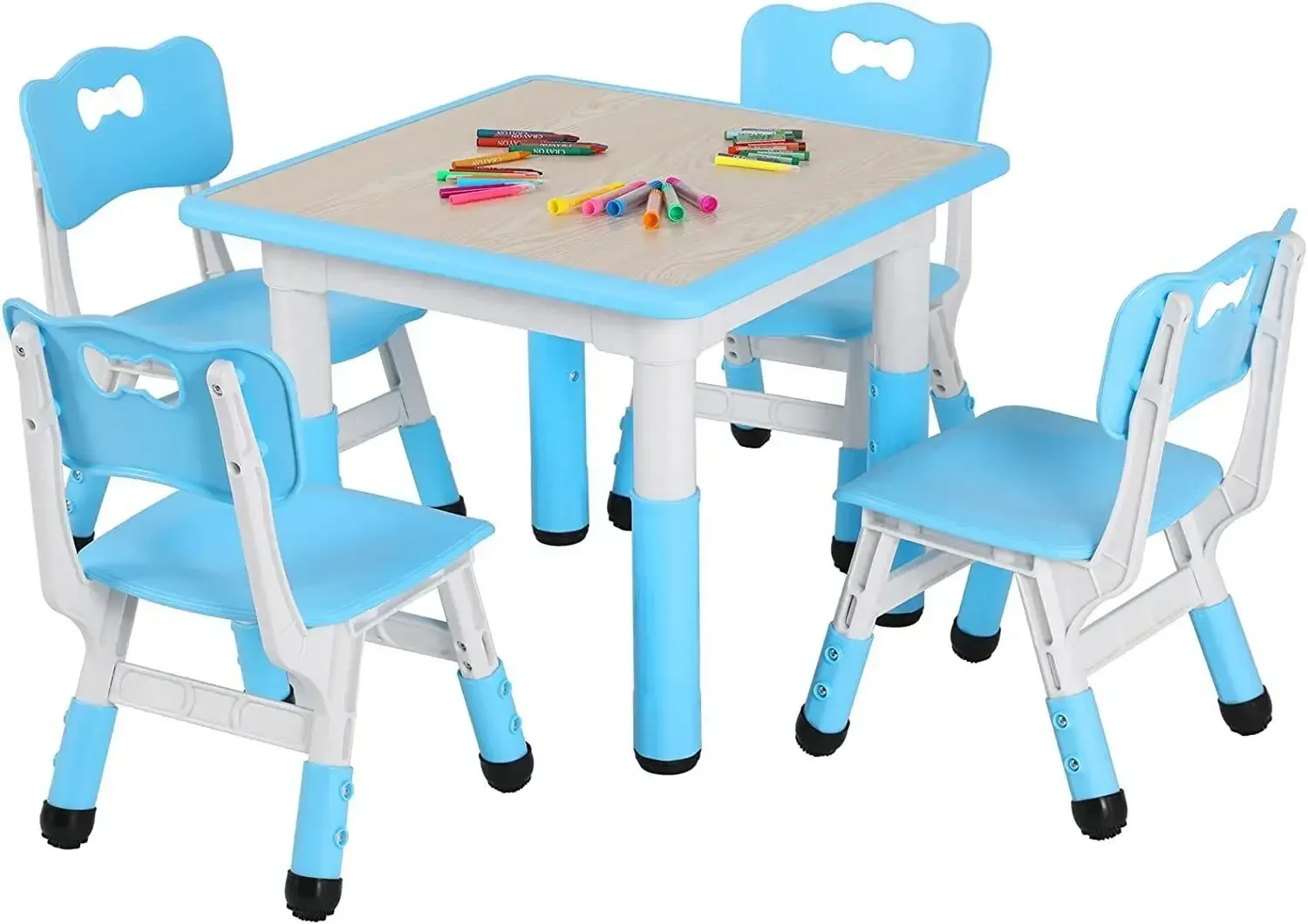 Kids Table and Chairs Set Height Adjustable Toddler Play Table Graffiti Desktop Kids Desk 60CM Toddler Table and Chair