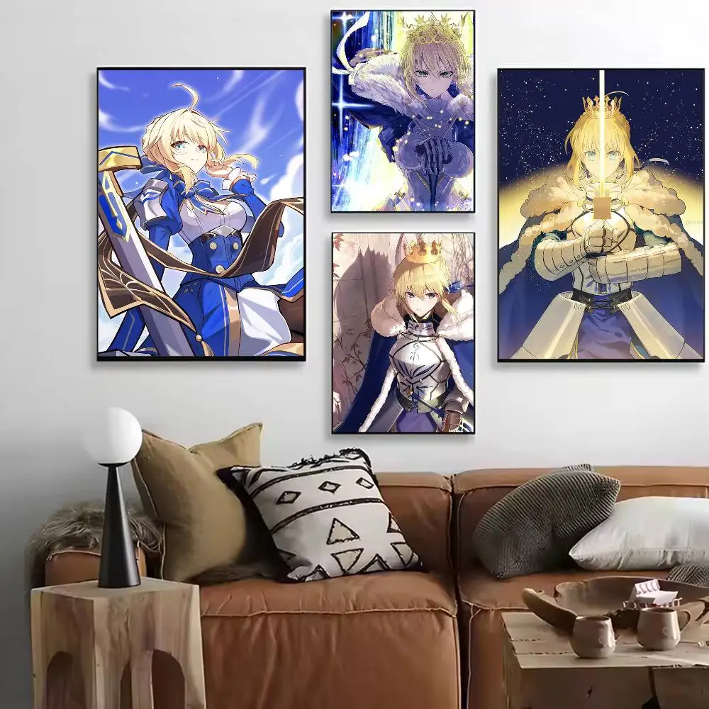 

Saber Artoria Pendragon FateGrand Order FGO Poster Versatile HD Waterproof Wall Art Self-Adhesive Decor for Any Space Ideal Gift