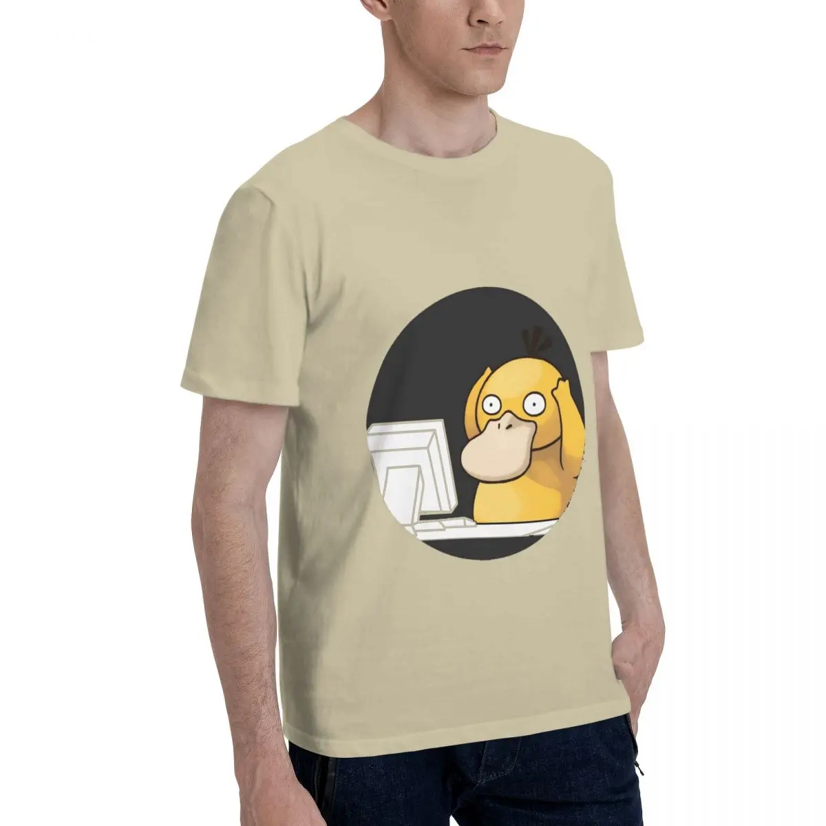 Psyduck Luxury T Shirts for Men Summer Print Shirt Cotton High Quality Clothing Streetwear S-6XL