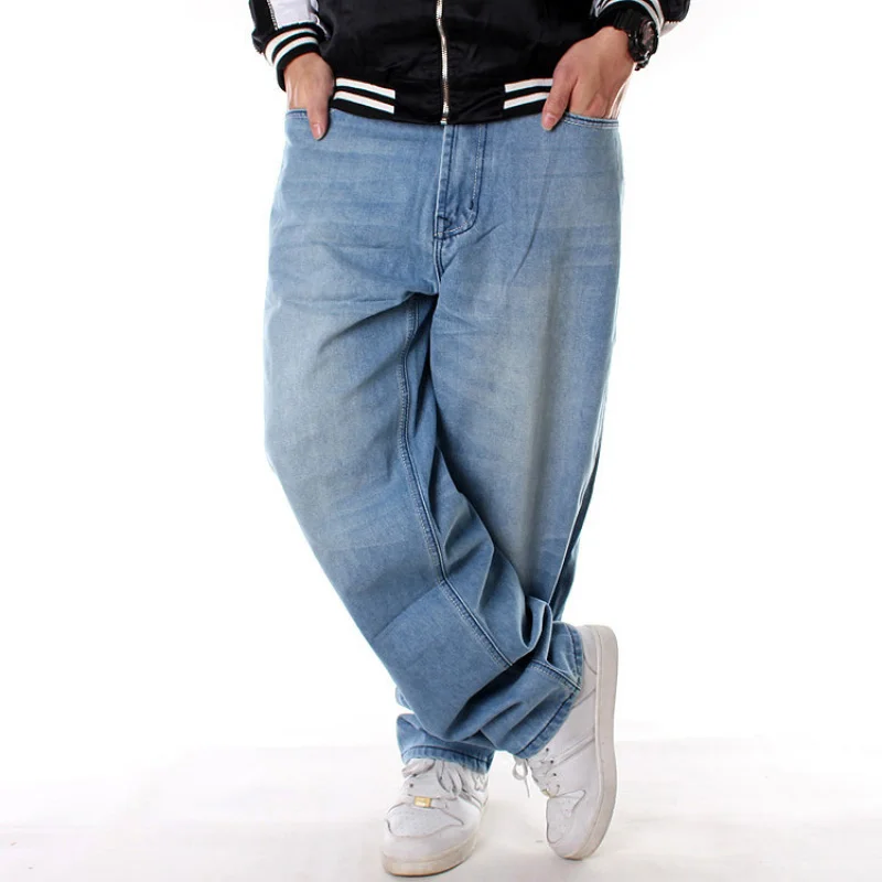 European Hip Hop Denim Pants MenHIPHOPStreet Dance Clothing Washed Casual Loose Trousers plus-Sized plus Size