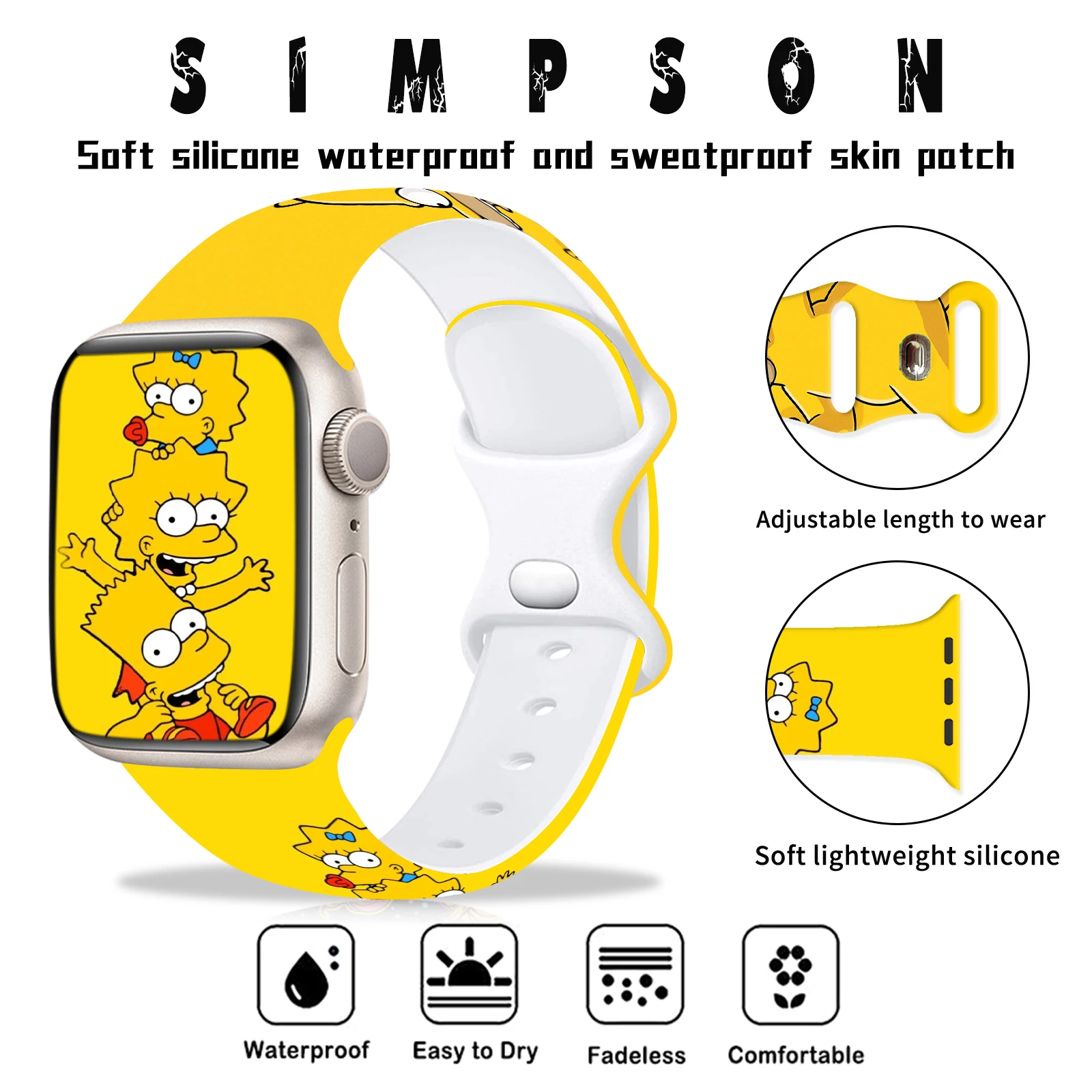 Disney Simpson Series 2 Strap for Apple Watch 11 10 9 8 7 SE Silicone Band Replaceable Watchband for iWatch 46mm 44mm 42mm 41mm