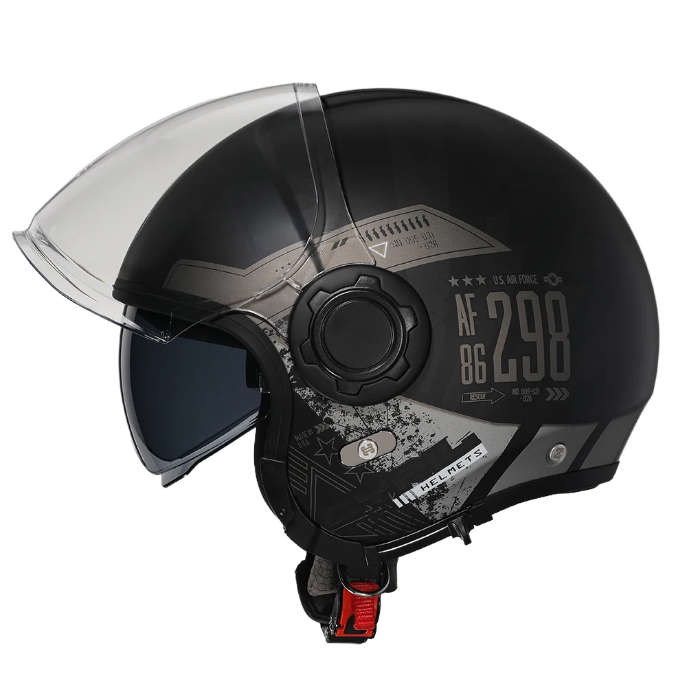 CYRIL Retro Motorcycle Helmet Four Seasons Double Visor Open Face Removable Safety Light Weight Certified Moto Helmets Joker