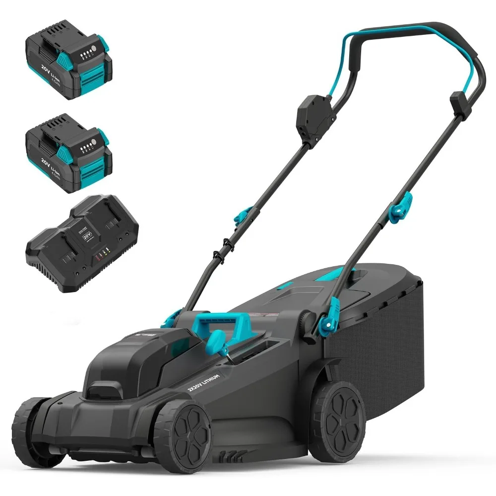 

2x20V 18 inch Electric Lawn Mower Cordless, Brushless Push Lawn Mower with 6-Position Cutting Height Adjustment, 2x4.0Ah Battery
