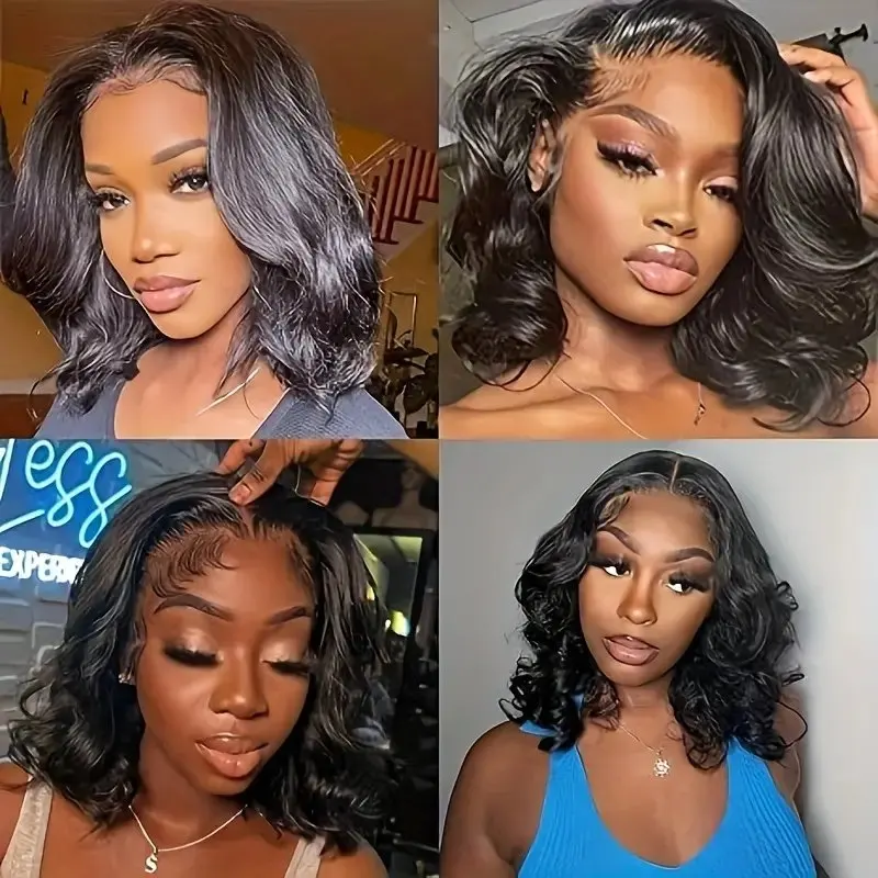 Rosabeauty Short Bob Wavy Wigs Human Hair 13x6 Lace Frontal Wig Body Wave 13x4 HD Lace Frontal Glurless Preplucked For Women