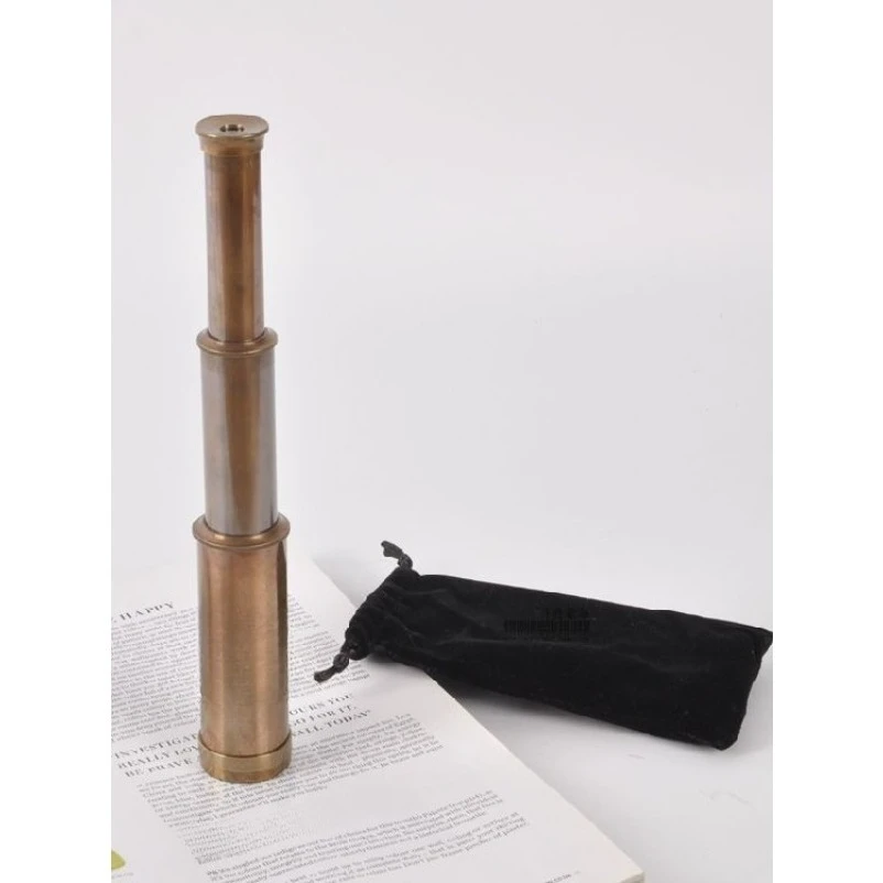 Handmade Brass Monocular Telescope Portable Retractable Retro High Definition Pirate Style Decor Ornament