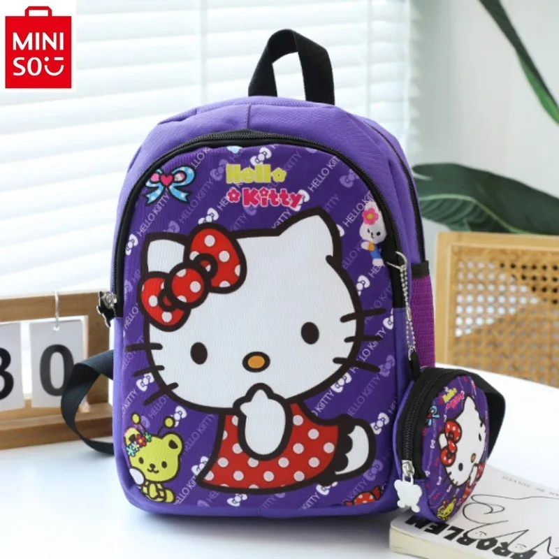 MINISO Trendy New Cartoon Hello Kitty Printed Lightweight and Comfortable Shoulder Strap Student Fashion Backpack