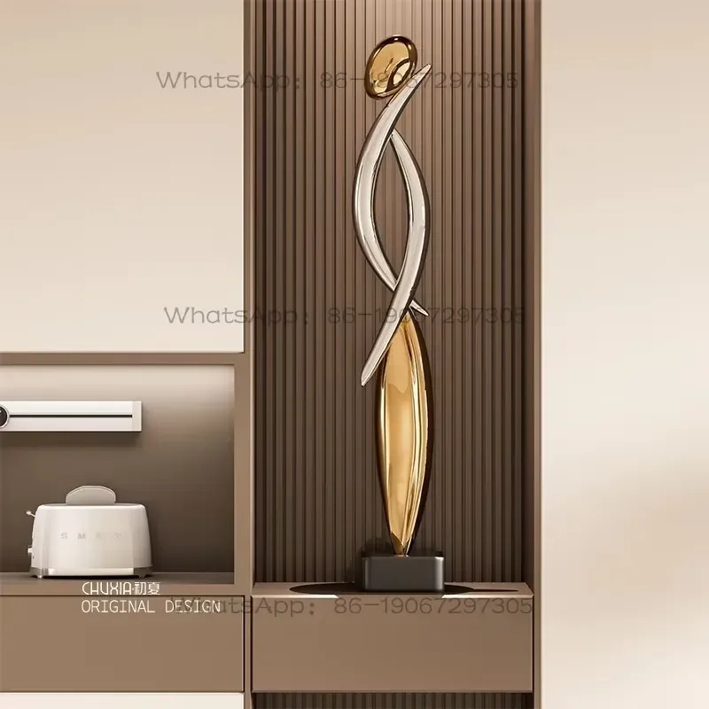 Modern Abstract Resin Statue Electroplated Figurine Luxury Home Office Desktop Decor Art Sculpture Gift for Living Room Shelf