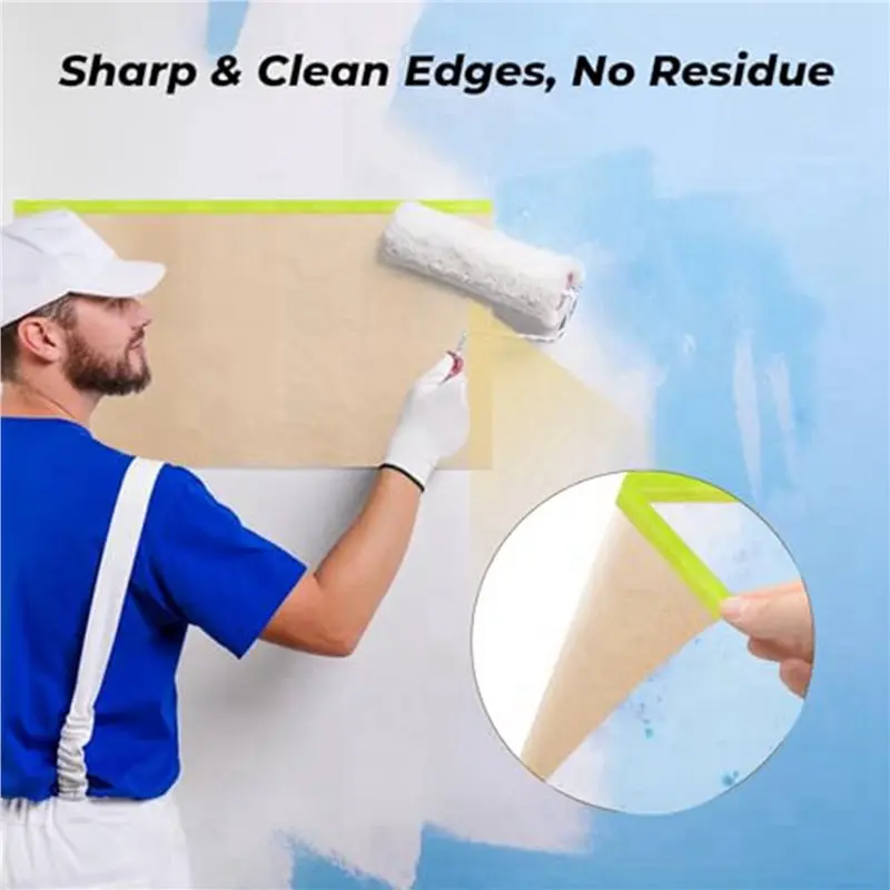 Pre-Taped Masking Paper For Painting, 18 Inchx50 Feet Paint Masking Paper, Tape And Drape Painters Paper, (6 Rolls)-A68E
