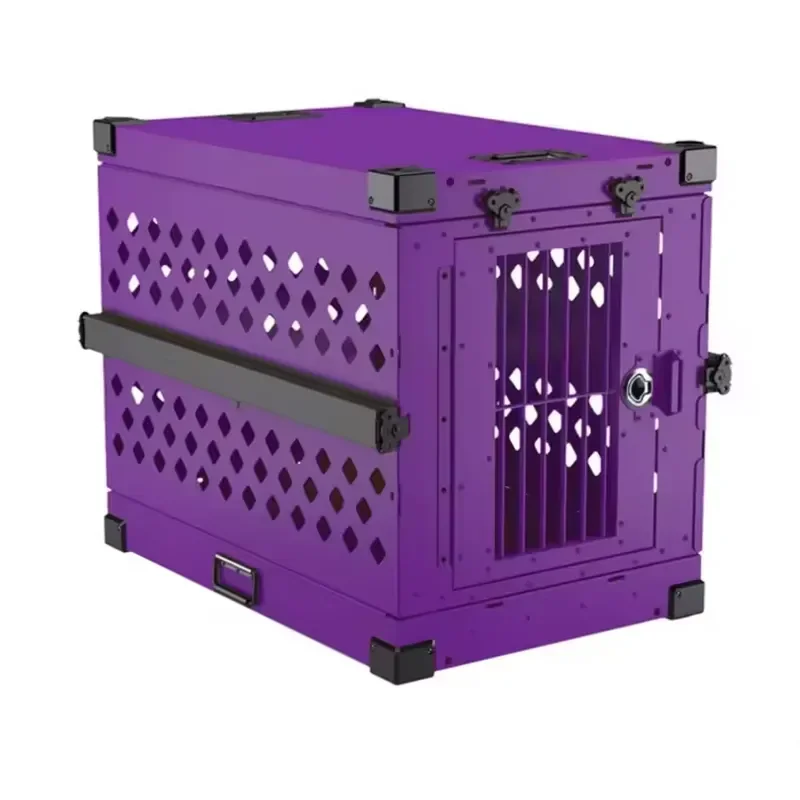 Aluminium Alloy Foldable Portable Breathable Dog Cage & Carrier with Button Closure
