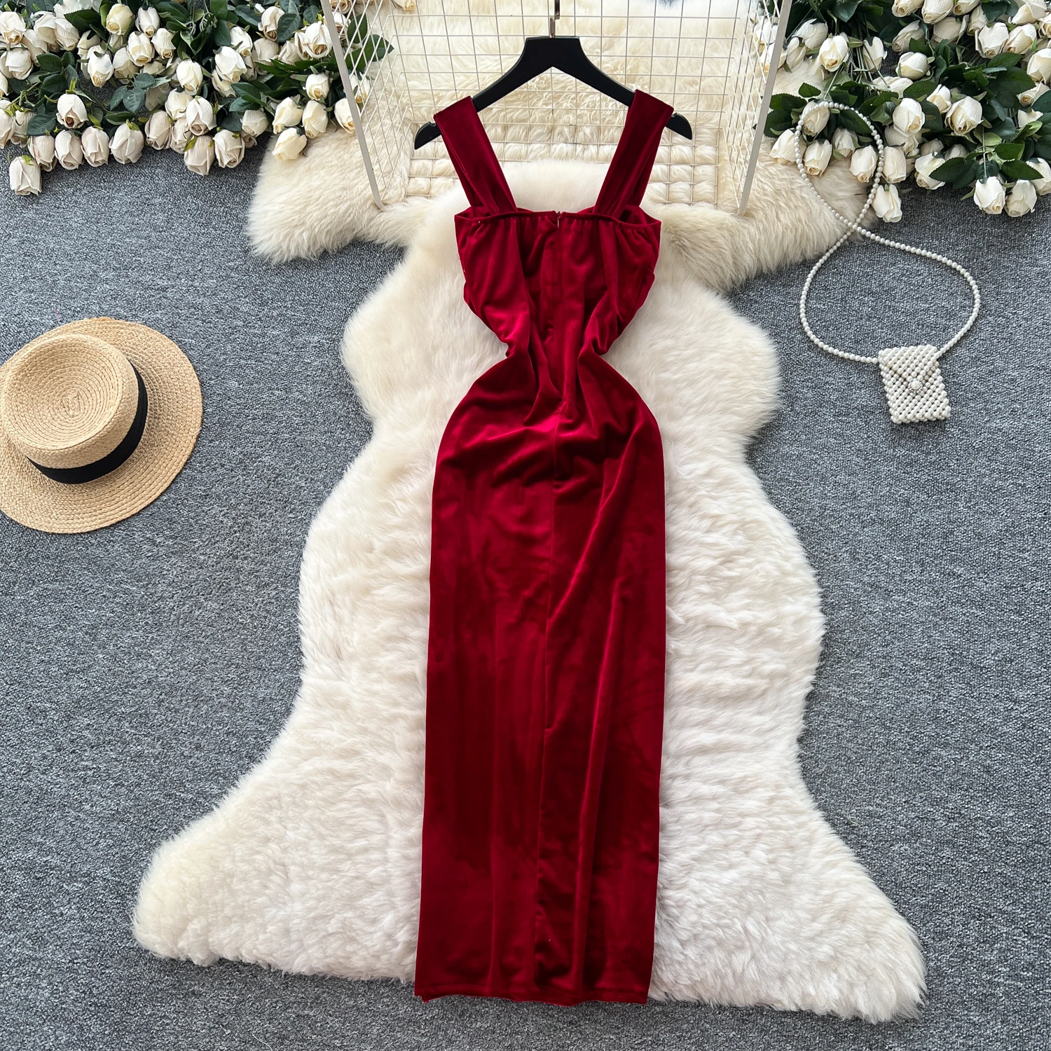 Elegancka sukienka ołówkowa bez rękawów w stylu vintage, elegancka, wróżkowa, koreańska moda, letnia odzież damska