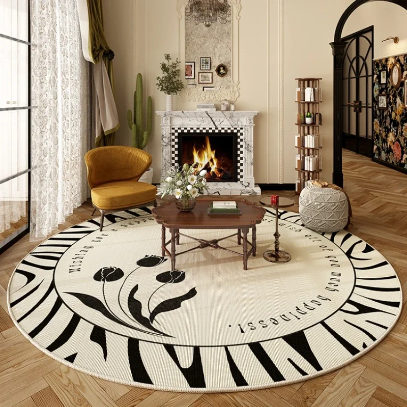 

French-Inspired Retro Round Rug – Soft, Non-Slip & Machine Washable for Living Room, Bedroom or Entryway