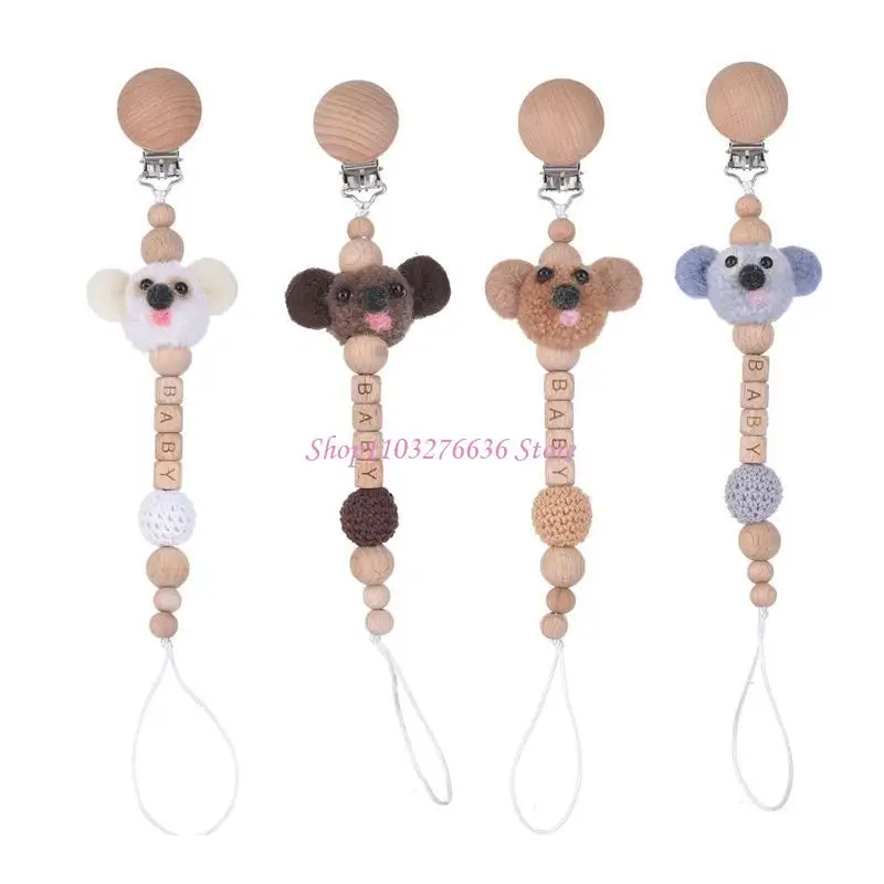 R6FD Crochet Beads Pacifier Holders 4 Colors Teethers Koala Beads