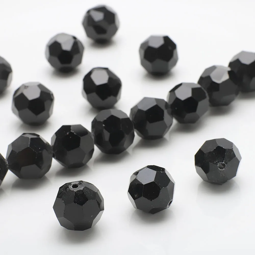 2 3 4 6 8 10 12 14mm 32Faceted Round Ball Crystal Glass Spacer Beads Crafts For DIY Making Earing Necklaces Jewelry Needlework