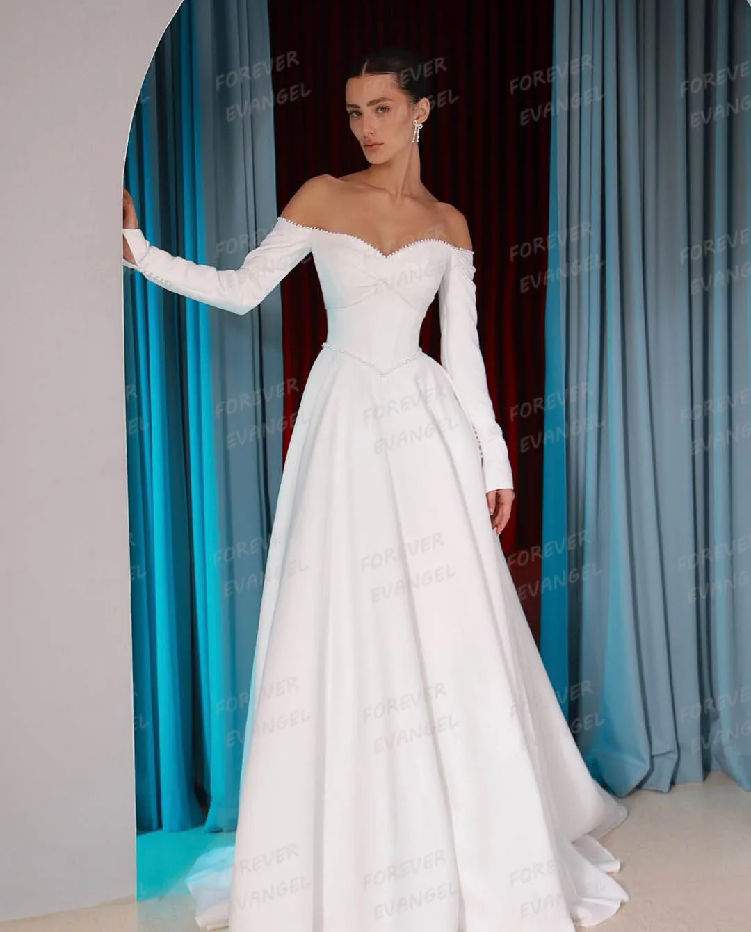 

Simple Sexy Wedding Dresses A Line Woman's Sweetheart Satin Bride Gowns Long Sleeve Formal 2026 Vestidos De Noche Customized