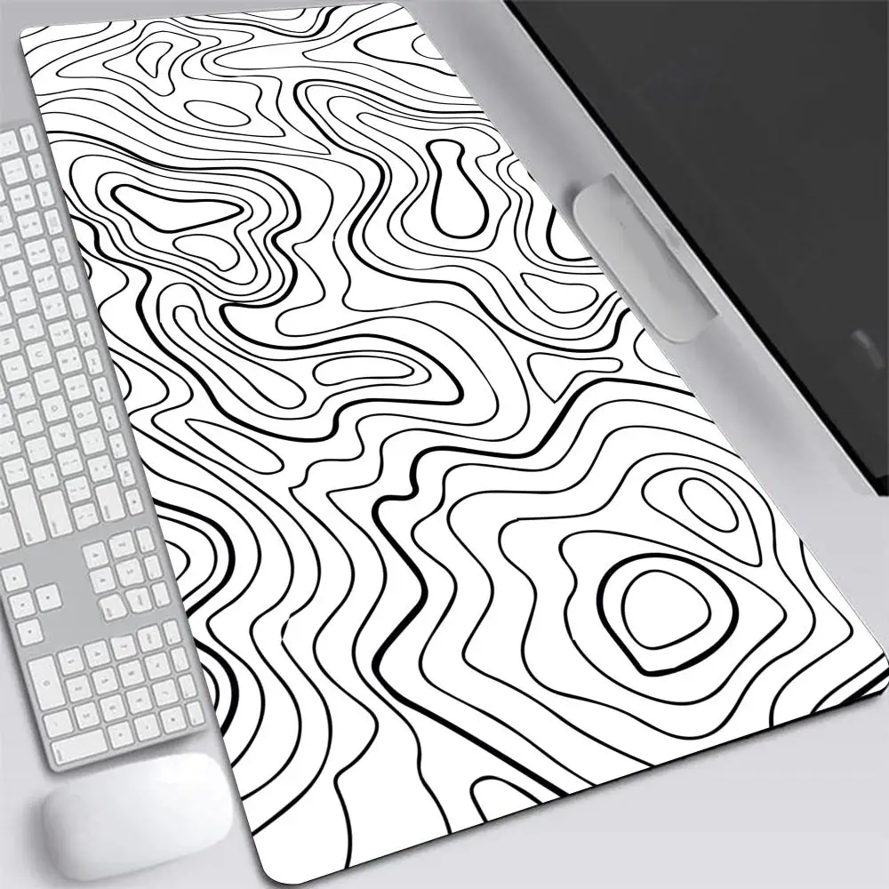 

Black & White Contour Lines Mouse Pad Gaming XL Home Computer Custom Mousepad XXL Playmat Mouse Mat Computer Desktop PadMouse