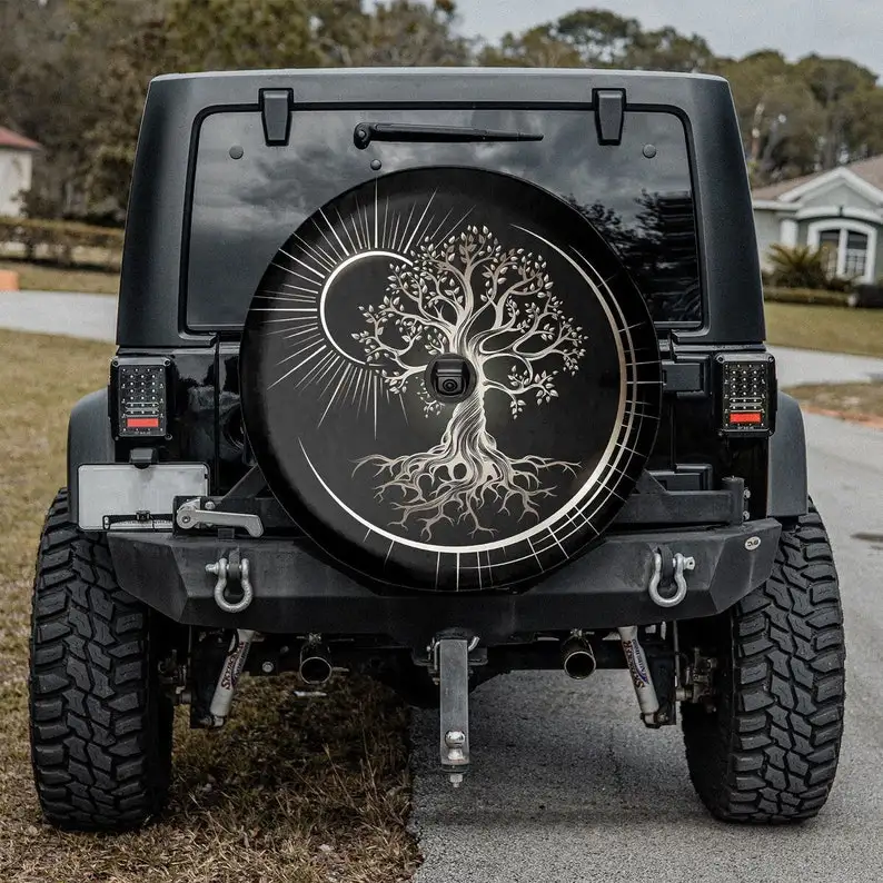 Tree Of Life Sun Moon Spare Tire Cover, Gift For Truck Lover, Car Accessories,Personalized Tire Cover,Gift For Him Her, Valentin
