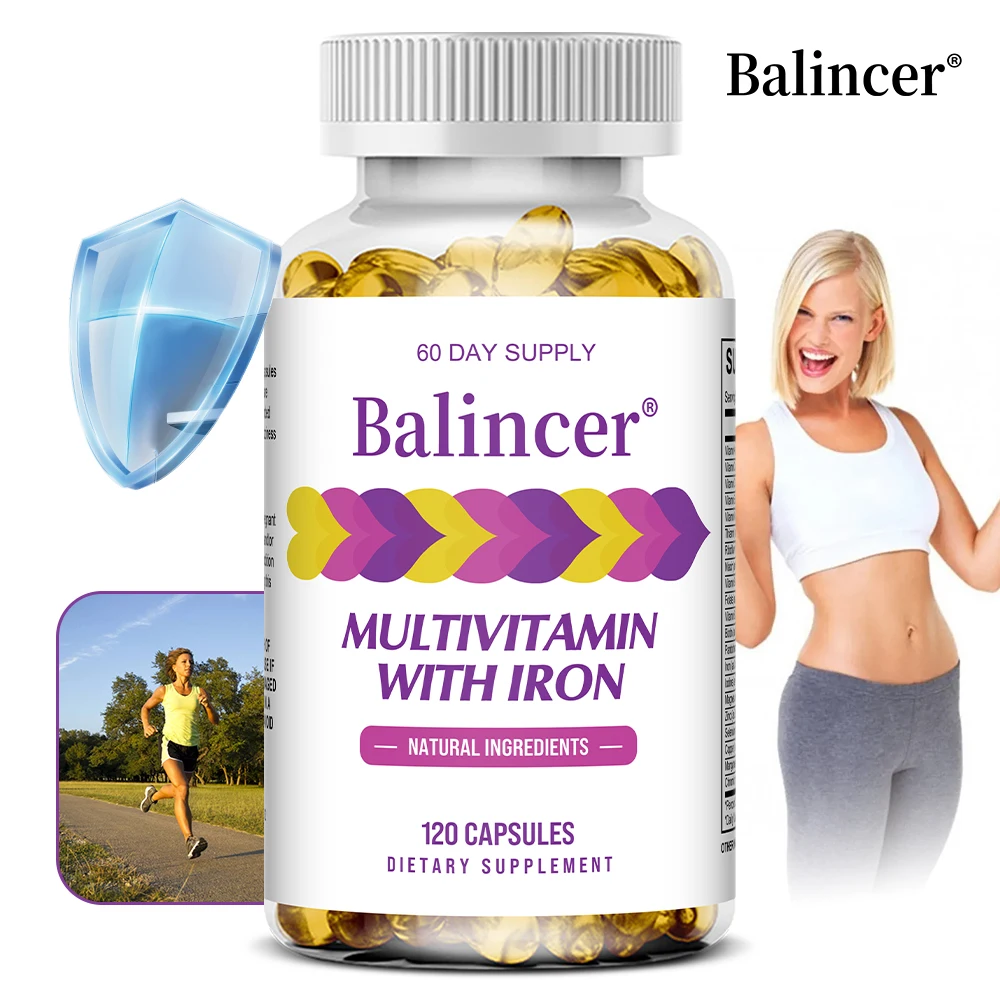 Multivitamin Capsules, Complete Daily Nutrition with Iron, Biotin, Zinc, D3 K, Hair Skin Nails Immune Hormone Support, Non-GMO