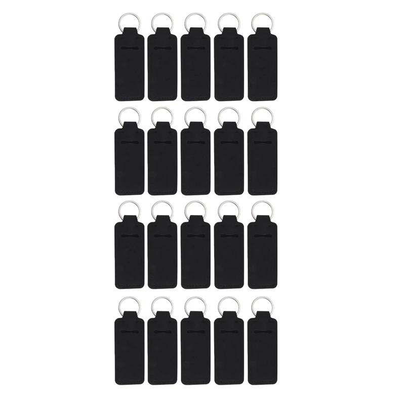 10 Pcs Creative Keychain Neoprene Chapstick Holders Hand Sanitizer Bottle Cover Key Chain (Black)