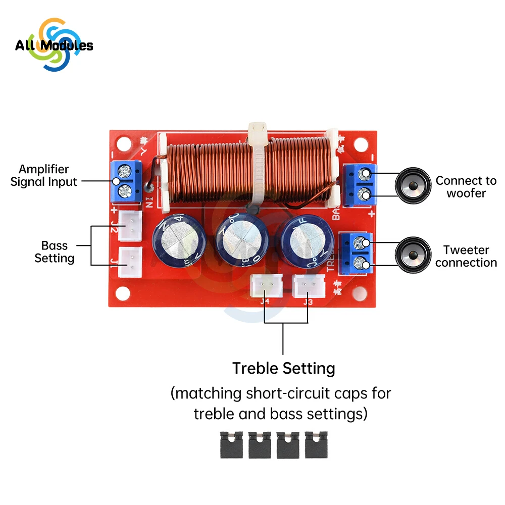 

2 Way Crossover Filters Module High Frequency Speaker Modification Upgrade Board Adjustable Frequency Divider Board