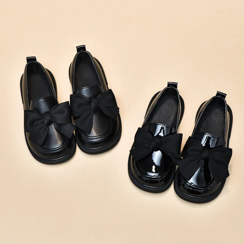 

Girls' shoes Spring new girls' school shoe bow tie women's shoe shiny leather loafers fashion princess shoe versatile kids shoes