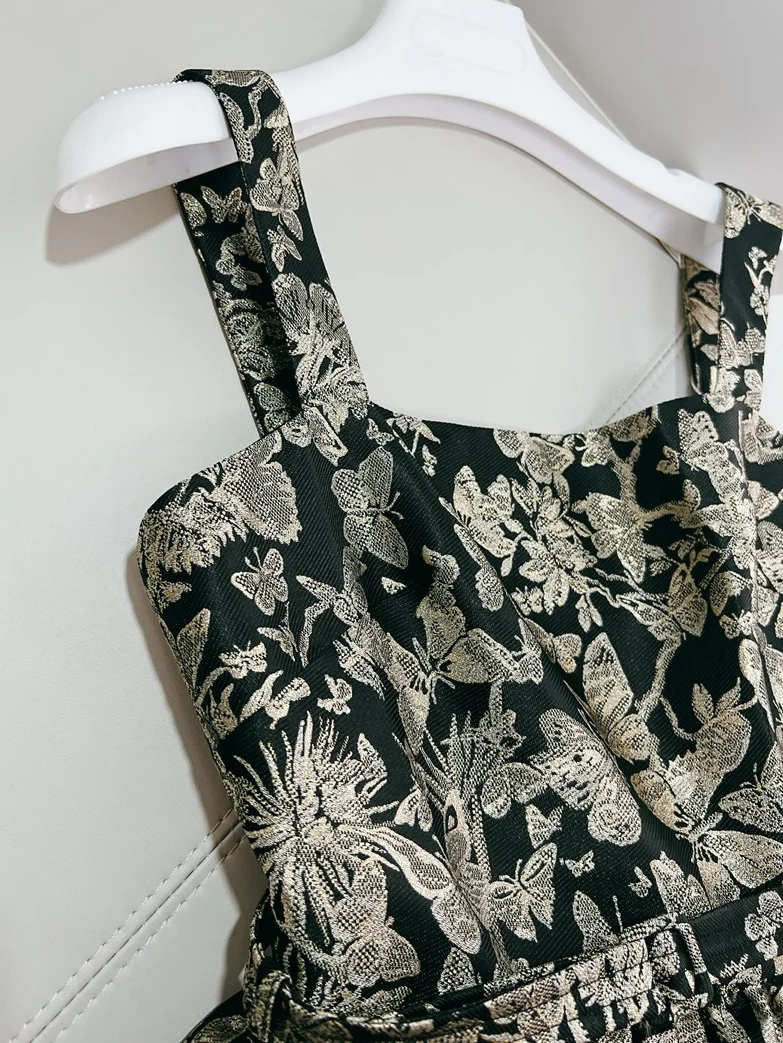 Abito da sera lungo di lusso con cinturino ricamato retrò Court Sle per giovani donne ricche Ele Aosphere Dr