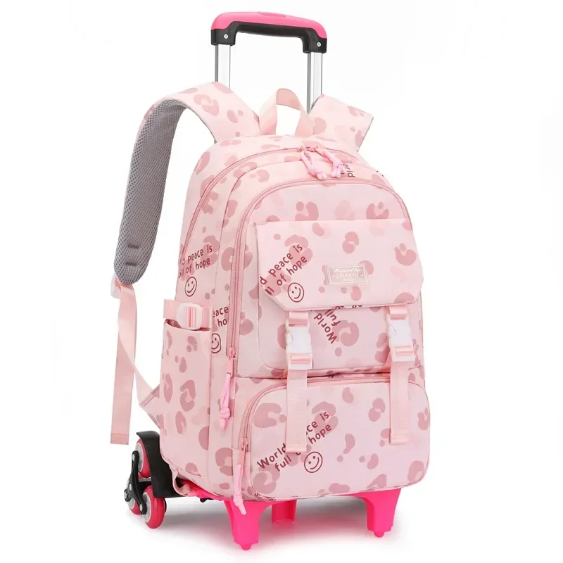 Rolling School Bags for Girls Backpack Children Waterproof School Backpacks with Wheels Middle School Trolley Luggage Back Pack