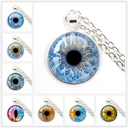 Evil Eye Necklace Blue Violet Green Sauron Dragon Eye Necklaces Glass Cabochon Pendant Necklaces Jewelry Charm Gift