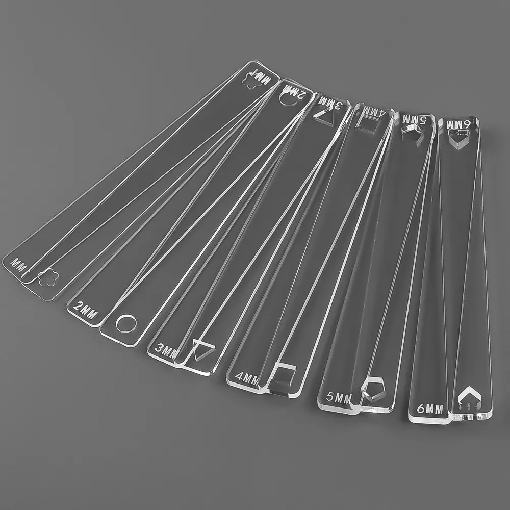 XUQIAN 12 Uds 1/2/3/4/5/6mm regla de nivelación de galletas de arcilla regla de medición de espesor acrílico rodillo francés para regla de nivelación