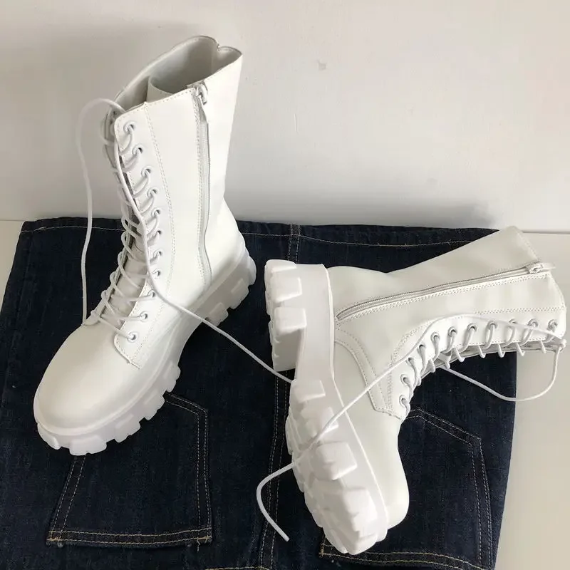 

2023 New Thicken Winter Knight Boots Women Knee High Long Square Heel Boots Retro Thick Motorcycle Boots Black White Botas Mujer