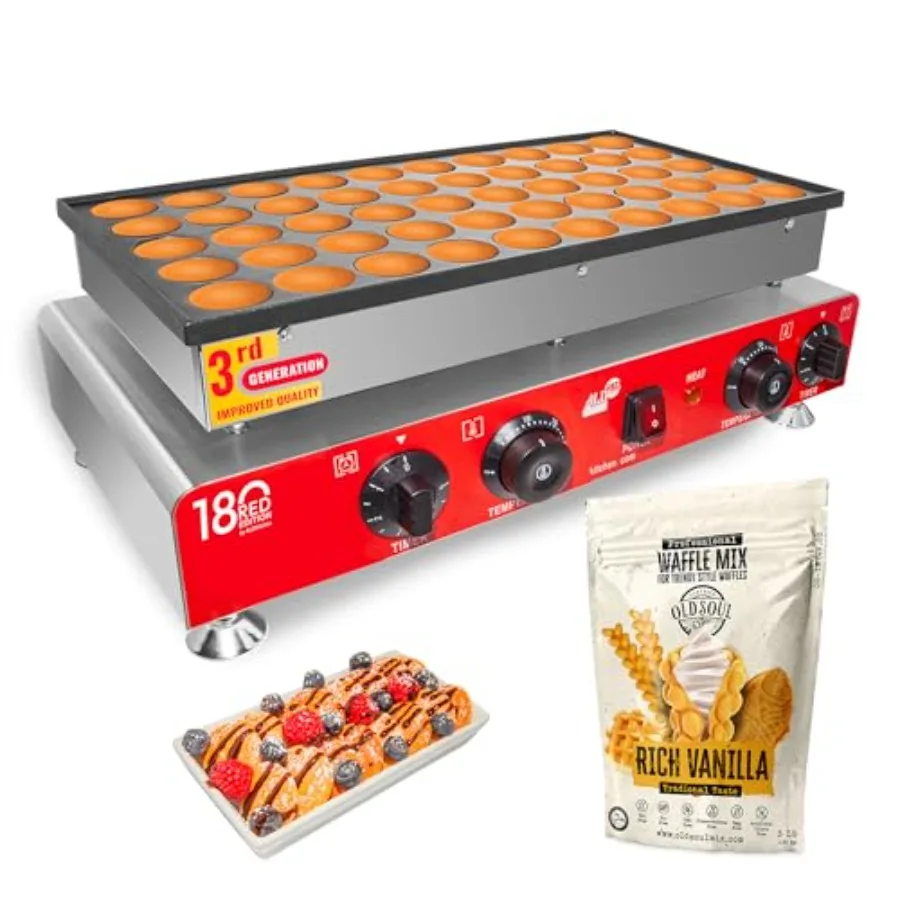 

Мини-аппарат для приготовления голландских панкейков (50 штук), антипригарное алюминиевое покрытие, светло-серый цвет, компактный дизайн, легкая очистка.