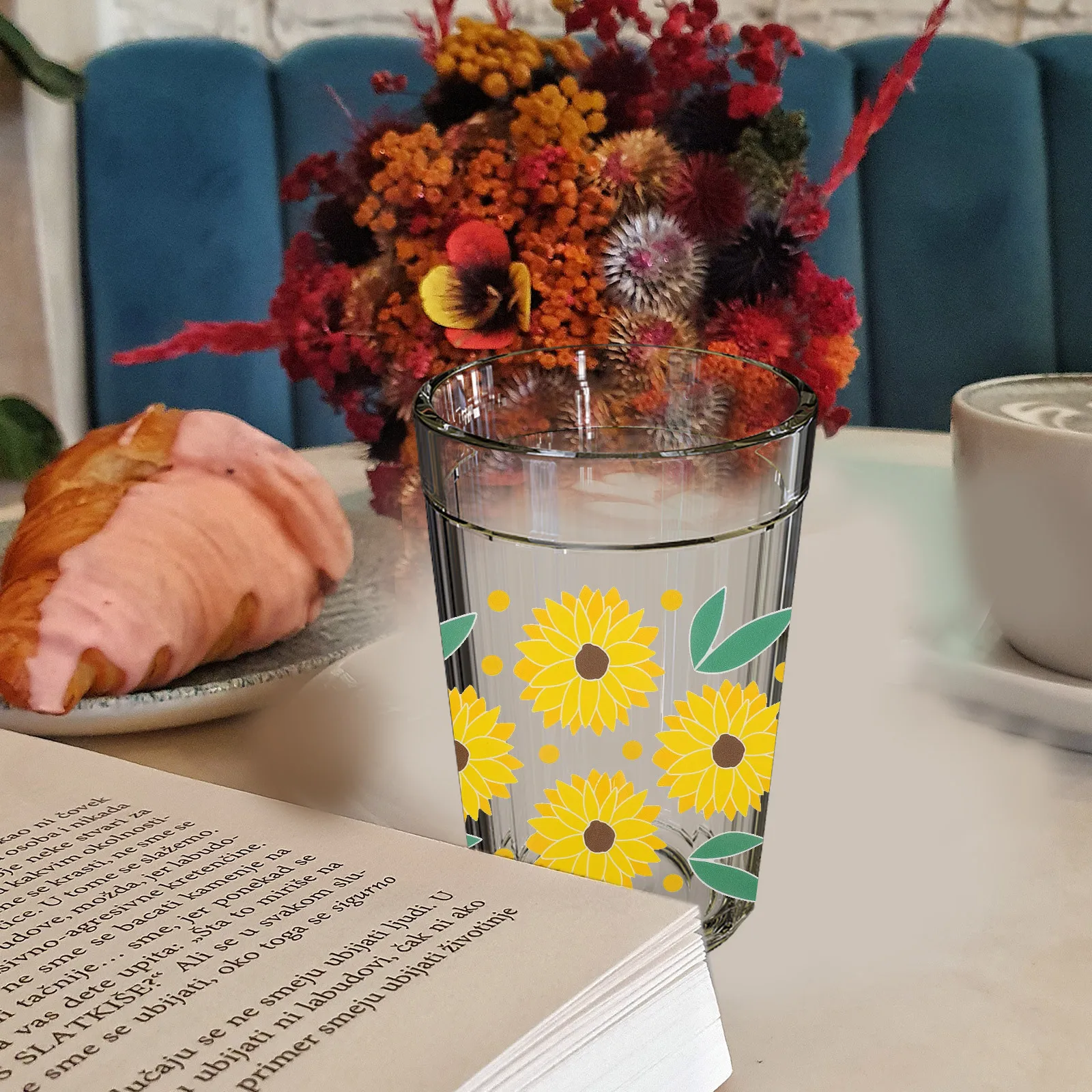 ملصق تغليف الأكواب لفرك الأكواب الزجاجية اللطيفة على ملصق النقل سهل التشغيل لفرك ملصق الأزهار على شارات النقل